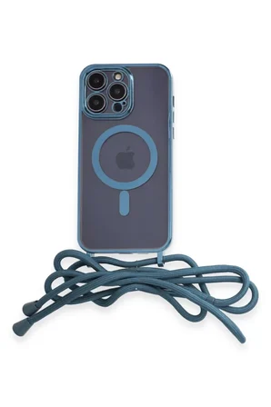 Apple iPhone 12 Pro Kılıf Divo Lazer Askılı Magsafe Kapak - Sierra Blue
