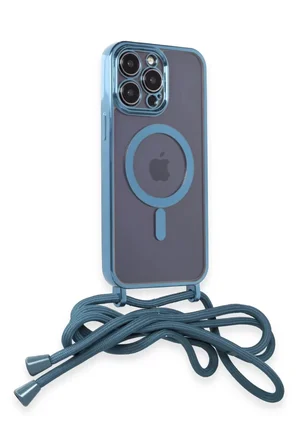 Apple iPhone 12 Pro Kılıf Divo Lazer Askılı Magsafe Kapak - Sierra Blue