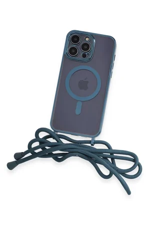 Apple iPhone 12 Pro Kılıf Divo Lazer Askılı Magsafe Kapak - Sierra Blue
