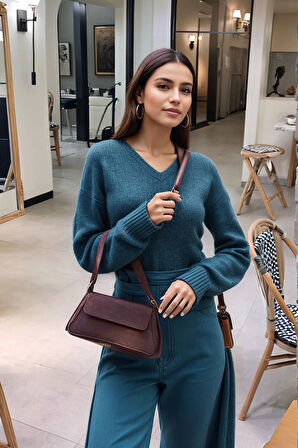 Kadın Şık Minimal Süet Kol Çantası Kapaklı Tasarım Günlük ve Özel Modern Stil Günlük Kullanım İçin