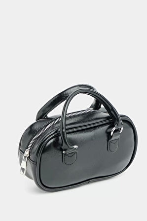 Zarif Fermuar Detaylı Mini Retro Çanta Poliüretan Malzeme El Çantası Şıklık Seçkin Malzeme