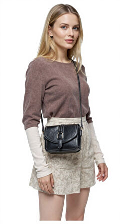 Kadın Tokalı Mini El Ve Omuz Çantası Deri Görünümlü Ayarlanabilir Askılı İş Günlük Hafta Sonu