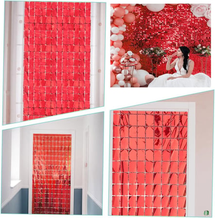 ErturkStore Kapı Perdesi Parti Süsleme Kırmızı Metalize Doğum Günü Dekorasyonu 1x2 Metre