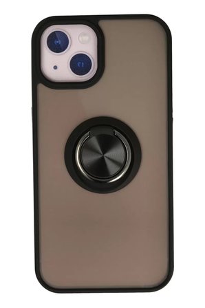 Apple iPhone 13 Kılıf Montreal Yüzüklü Silikon Kapak - Siyah