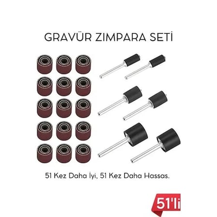 51'li Mini Zımpara Gravür Seti Dremel Ucu: Profesyonel Taşlama, Parlatma Ve Şekillendirme Aleti 722510