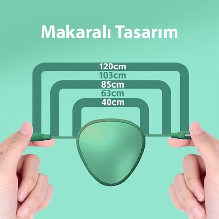 PM-29662 3’ü 1 Arada Cep Boy Makaralı 120cm 5 Kademeli Şarj Kablosu