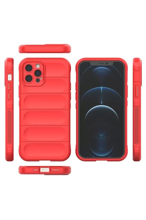 Apple Uyumlu iPhone 12 Pro Kılıf Optimum Silikon - Kırmızı