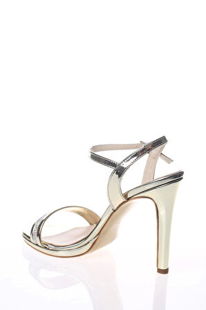 Kadın Gold Parlak Topuklu Abiye Ayakkabı Kadın Topuklu Şık Gece Ayakkabısı Zarif Tasarım