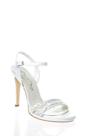 Kadın Platin Ayna Örgü Taş Abiye Ayakkabı Kadın Topuklu Şık Gece Ayakkabısı Zarif Tasarım