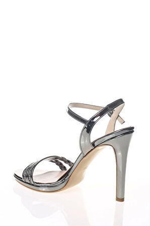 Kadın Platin Ayna Örgü Taş Abiye Ayakkabı Kadın Topuklu Şık Gece Ayakkabısı Zarif Tasarım