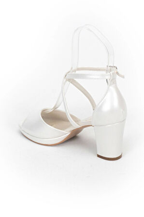 Sedef Cilt Kadın Topuklu Ayakkabı Abiye Ayakkabı Şık Gece Ayakkabısı Zarif Tasarım