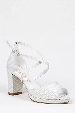 Gümüş Mercan Kadın Topuklu Abiye Ayakkabı Şık Gece Ayakkabısı Zarif Tasarım Yüksek Topuk