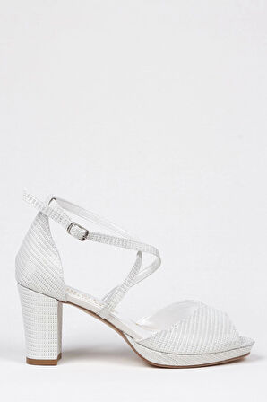 Gümüş Mercan Kadın Topuklu Abiye Ayakkabı Şık Gece Ayakkabısı Zarif Tasarım Yüksek Topuk