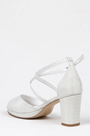 Gümüş Mercan Kadın Topuklu Abiye Ayakkabı Şık Gece Ayakkabısı Zarif Tasarım Yüksek Topuk