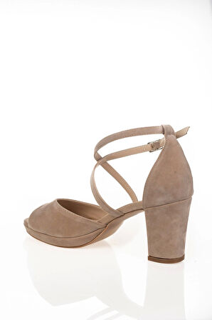 Pudra Süet Topuklu Kadın Klasik Ayakkabı Kadın Topuklu Abiye Ayakkabı Şık Gece Ayakkabısı