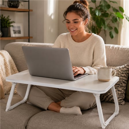 SN-29694 Katlanabilir Laptop Masası ve Yatak Koltuk Üzeri Tepsisi Beyaz 70x48cm