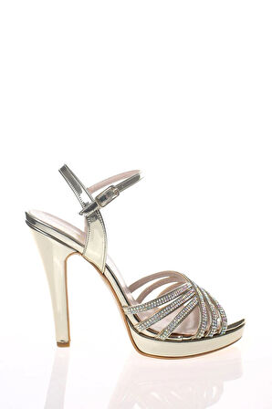 Kadın Gold Abiye Ayakkabı Kadın Topuklu Şık Gece Ayakkabısı Zarif Tasarım Yüksek Topuk