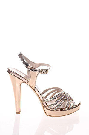 Kadın Gold Abiye Ayakkabı Kadın Topuklu Şık Gece Ayakkabısı Zarif Tasarım Yüksek Topuk