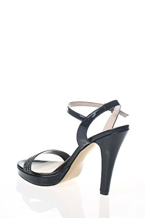 Kadın Platin Ayna Taşlı Tek Bant Abiye Ayakkabı Kadın Topuklu Şık Gece Ayakkabısı