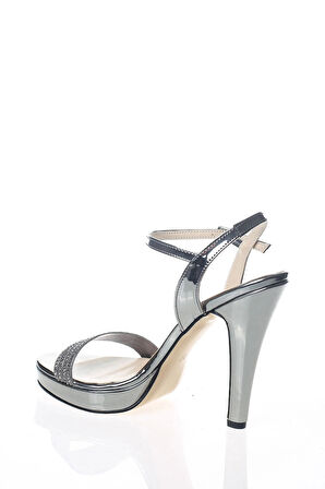 Kadın Platin Ayna Taşlı Tek Bant Abiye Ayakkabı Kadın Topuklu Şık Gece Ayakkabısı