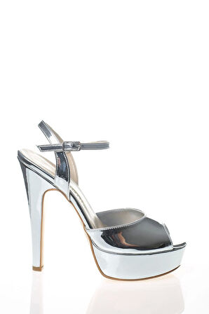 Kadın Gümüş Rengi Abiye Ayakkabı Kadın Topuklu Şık Gece Ayakkabısı Zarif Tasarım Yüksek Topuk