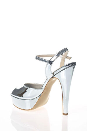 Kadın Gümüş Rengi Abiye Ayakkabı Kadın Topuklu Şık Gece Ayakkabısı Zarif Tasarım Yüksek Topuk