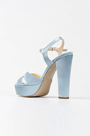 Gümüş Saten Klasik Ayakkabı Kalın Topuklu Kadın Abiye Ayakkabı Kadın Topuklu Şık Gece Ayakkabısı