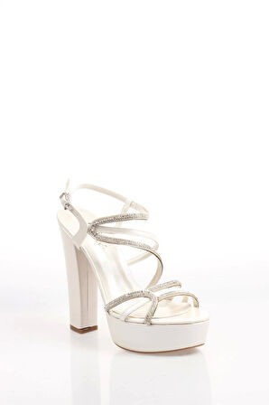 Kadın Beyaz Abiye Ayakkabı Kadın Topuklu Şık Gece Ayakkabısı Zarif Tasarım Yüksek Topuk