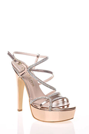 Kadın Gold Ayna Taş Abiye Ayakkabı Kadın Topuklu Şık Gece Ayakkabısı Zarif Tasarım