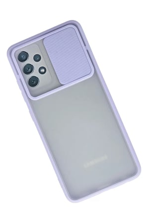 Samsung Galaxy A72 Kılıf Palm Buzlu Kamera Sürgülü Silikon - Lila