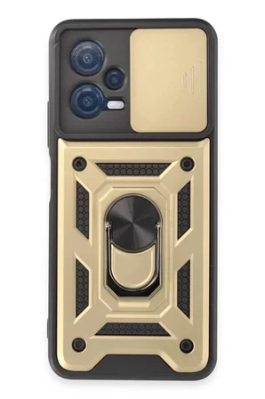 Xiaomi Uyumlu Redmi Note 12 5G Kılıf Pars Lens Yüzüklü Silikon - Gold