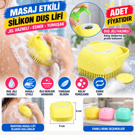Yumuşak Silikon Malzemeli Esnek Jel Hazneli Masaj Fonksiyonlu Etkili Banyo Duş Kese Lifi (adet fiyatıdır)