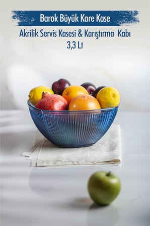 ErturkStore Barok Akrilik Kase Lacivert 25 cm 12 cm 3.3 Lt Salata & Meyve Kasesi