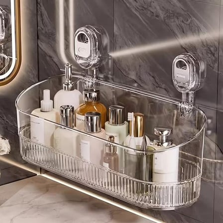 SN-29266 Vantuzlu Şeffaf Banyo Mutfak Rafı Organizer