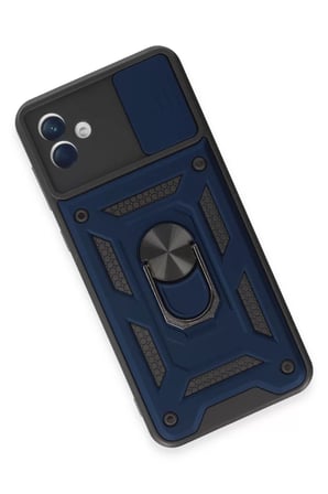 Samsung Uyumlu Galaxy A04E Kılıf Pars Lens Yüzüklü Silikon - Lacivert