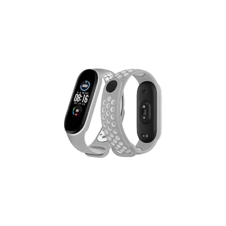 Xiaomi Uyumlu Mi Band 4 Spor Delikli Kordon - Gri-Beyaz