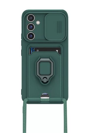 Samsung Galaxy A36 Kılıf Zuma Kartvizitli Yüzüklü Silikon - Yeşil