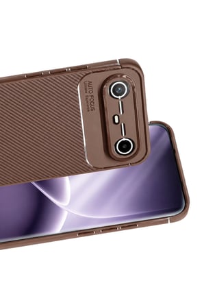 Tecno Spark Slim 5G Auto Focus Karbon Kapak - Kahverengi