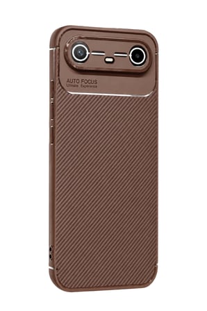 Tecno Spark Slim 5G Auto Focus Karbon Kapak - Kahverengi