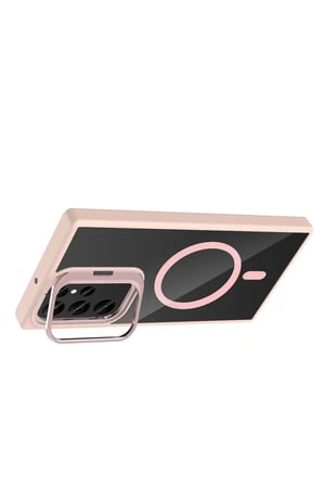 Joko Samsung Galaxy S24 Ultra Remim Lensli Magsafe Standlı Kapak - Pembe