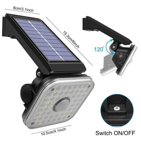 Lf 1750B 48 Smd Ledli 3 Modlu Sensorlu Solar Duvar Lambasi