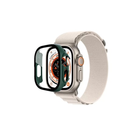 Apple Uyumlu Watch Ultra 49mm Desert Camlı Kasa Ekran Koruyucu - Koyu Yeşil