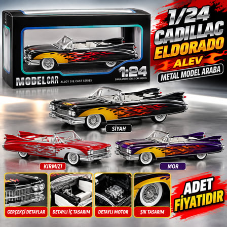 1901-601A .1/24 Cadillac Eldorad Alev Metal Model Araba
