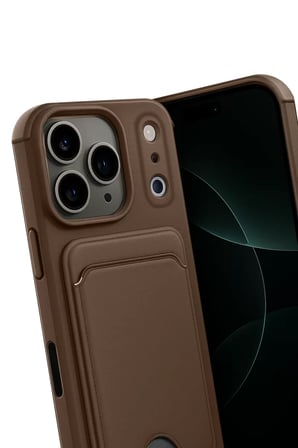 Apple iPhone 17 Pro Max Kelvin Kartvizitli Silikon - Kahverengi