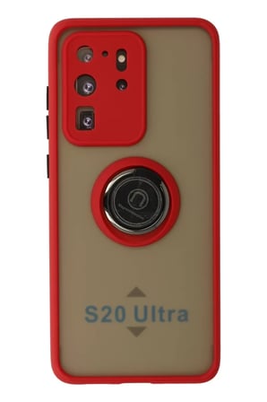 Samsung Galaxy S20 Ultra Kılıf Montreal Yüzüklü Silikon Kapak - Kırmızı