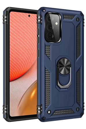 Samsung Galaxy A72 Kılıf Sofya Yüzüklü Silikon Kapak - Lacivert
