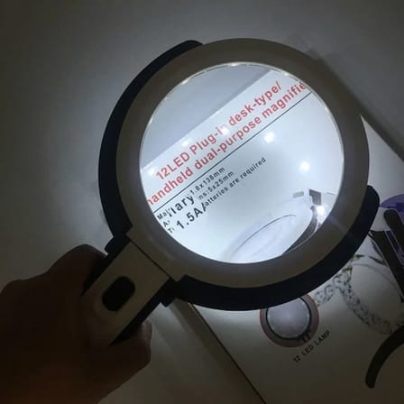 2x5x120mm 10 Ledli Masaüstü Büyüteç