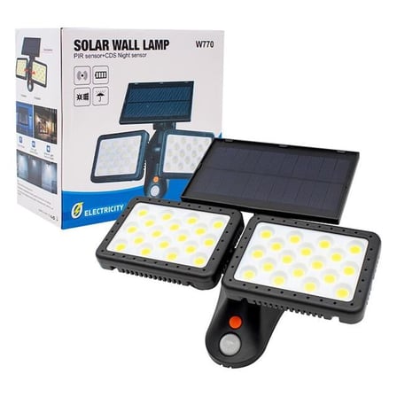 Sensörlü 36 Cob Ledli Solar Aydınlatmalı Duvar Lambası W770B