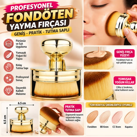 Profesyonel Geniş Pratik Tutma Saplı Gold Büyük Fondöten Yayma Fırçası