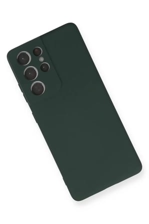 Samsung Galaxy S21 Ultra Kılıf Nano içi Kadife Silikon - Koyu Yeşil